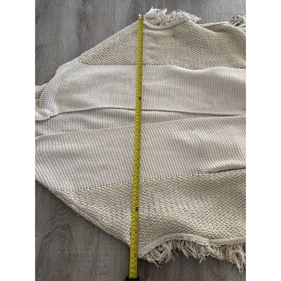 Roffe Women's Knit Open Front Long Cardigan Hoodie Poncho Boho Western Fringe OS - Picture 5 of 10